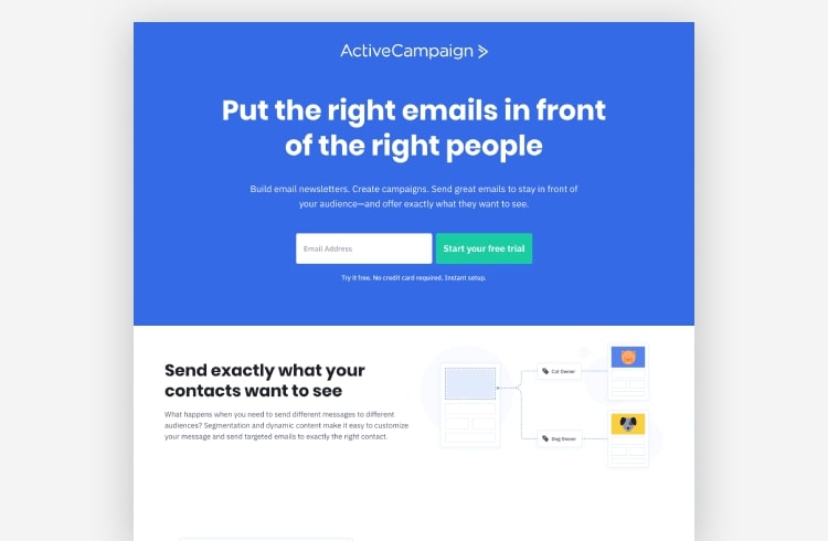 Active campaign landing page example